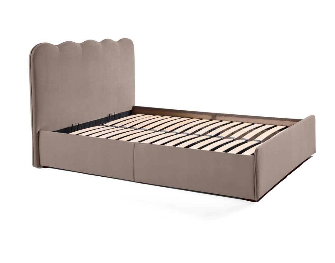 Kahlo - lit coffre - 160x200 - en velours - sommier inclus Bestmobilier