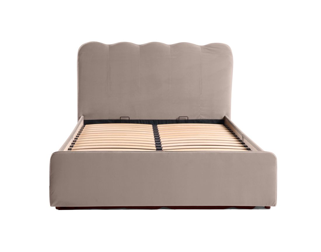 Kahlo - lit coffre - 160x200 - en velours - sommier inclus Bestmobilier