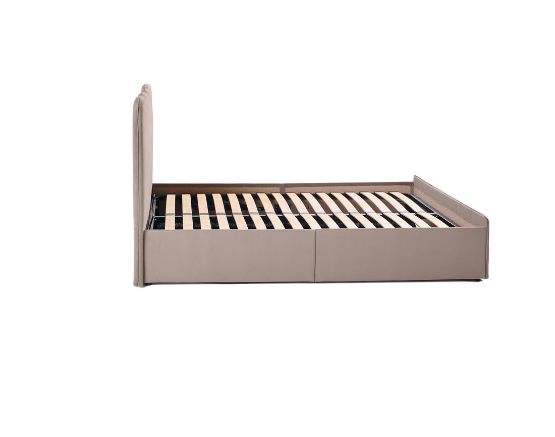 Kahlo - lit coffre - 160x200 - en velours - sommier inclus Bestmobilier