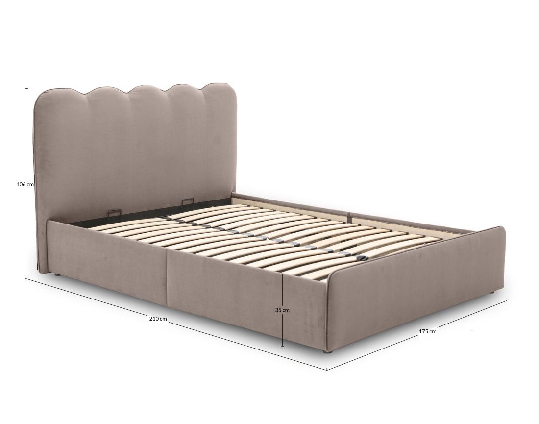 Kahlo - lit coffre - 160x200 - en velours - sommier inclus Bestmobilier