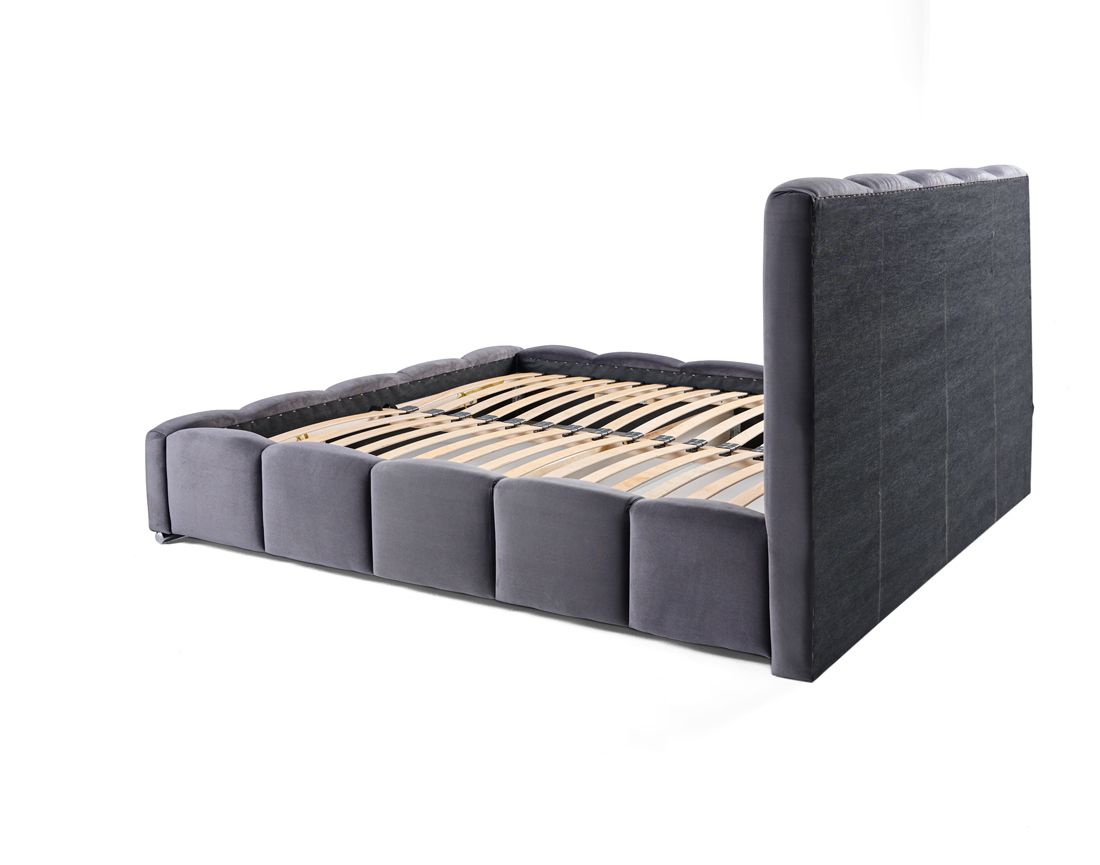 Torreon - lit coffre - 140x200 - sommier inclus - en velours Bestmobilier