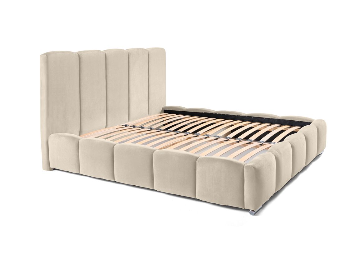 Torreon - lit coffre - 140x200 - sommier inclus - en velours Bestmobilier