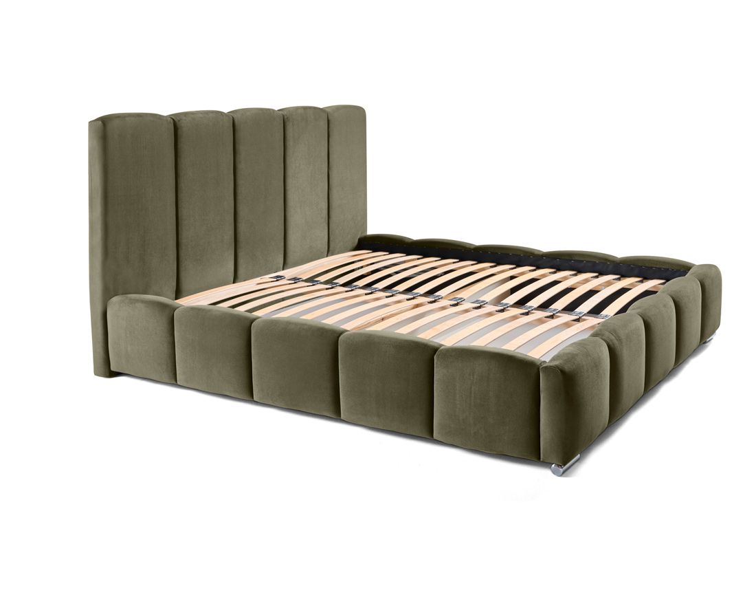 Torreon - lit coffre - 160x200 - sommier inclus - en velours Bestmobilier