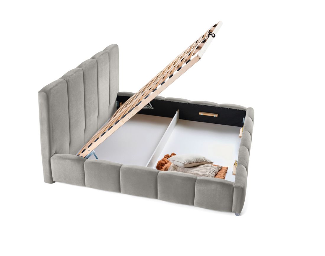 Torreon - lit coffre - 180x200 - sommier inclus - en velours Bestmobilier