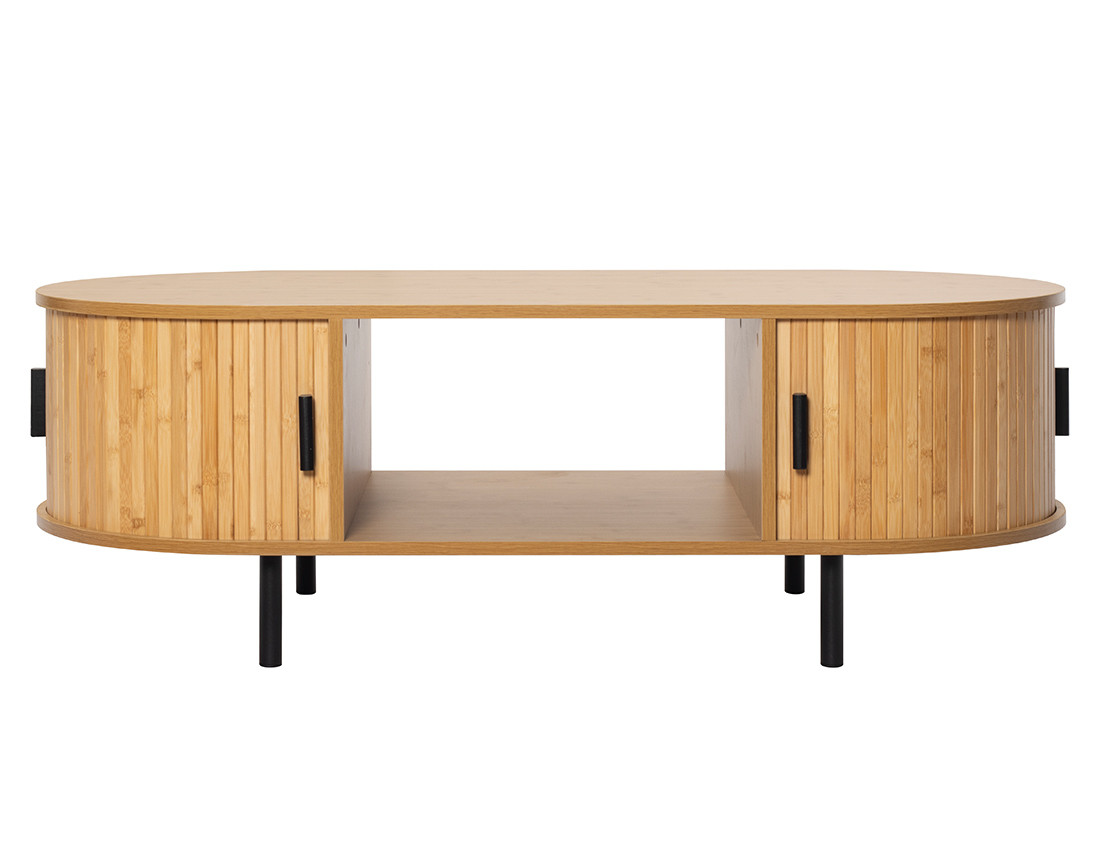Table basse bambou 2 portes et 1 niche 120 cm Kofu