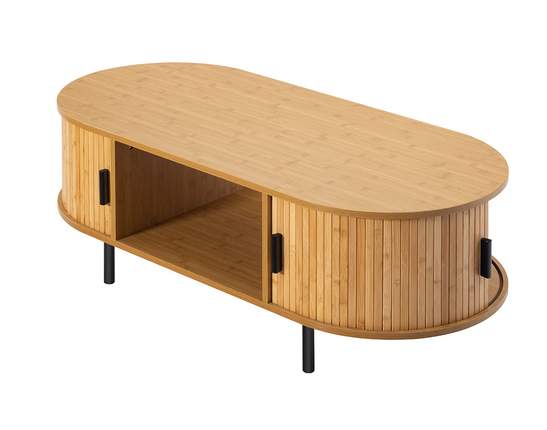 Table basse bambou 2 portes et 1 niche 120 cm Kofu