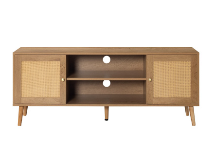 Meuble TV bois et cannage 140 cm Goto