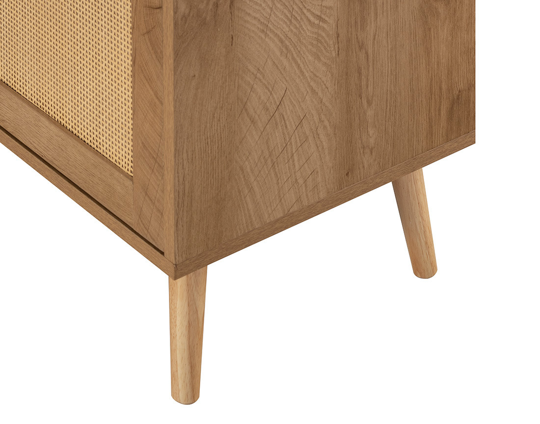 Meuble TV bois et cannage 140 cm Goto