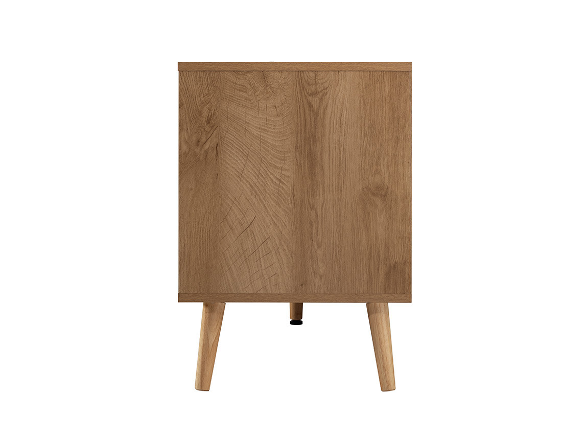 Meuble TV bois et cannage 140 cm Goto