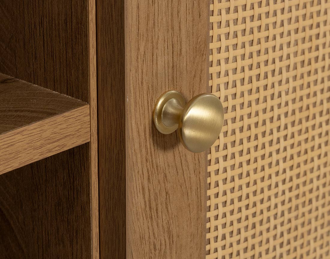 Meuble TV bois et cannage 140 cm Goto