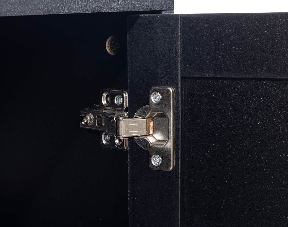 Meuble TV noir et cannage 140 cm Goto