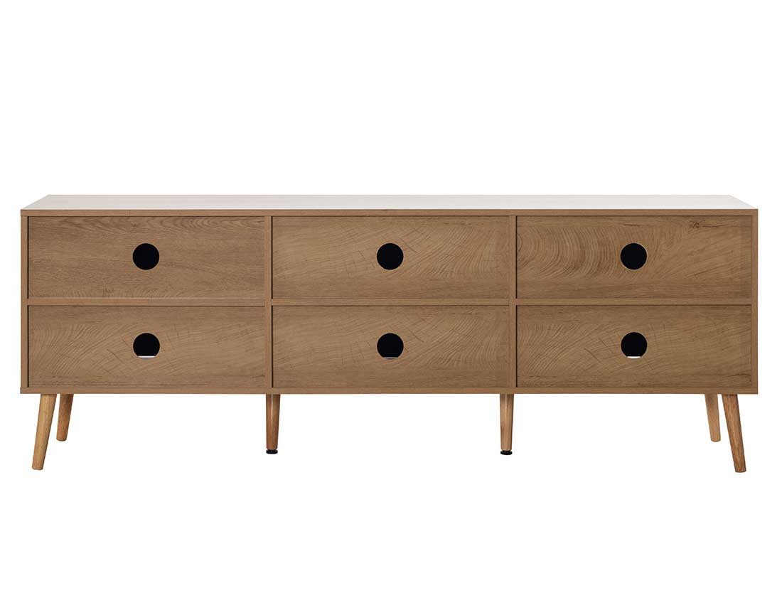 Meuble TV bois et cannage 167 cm Goto