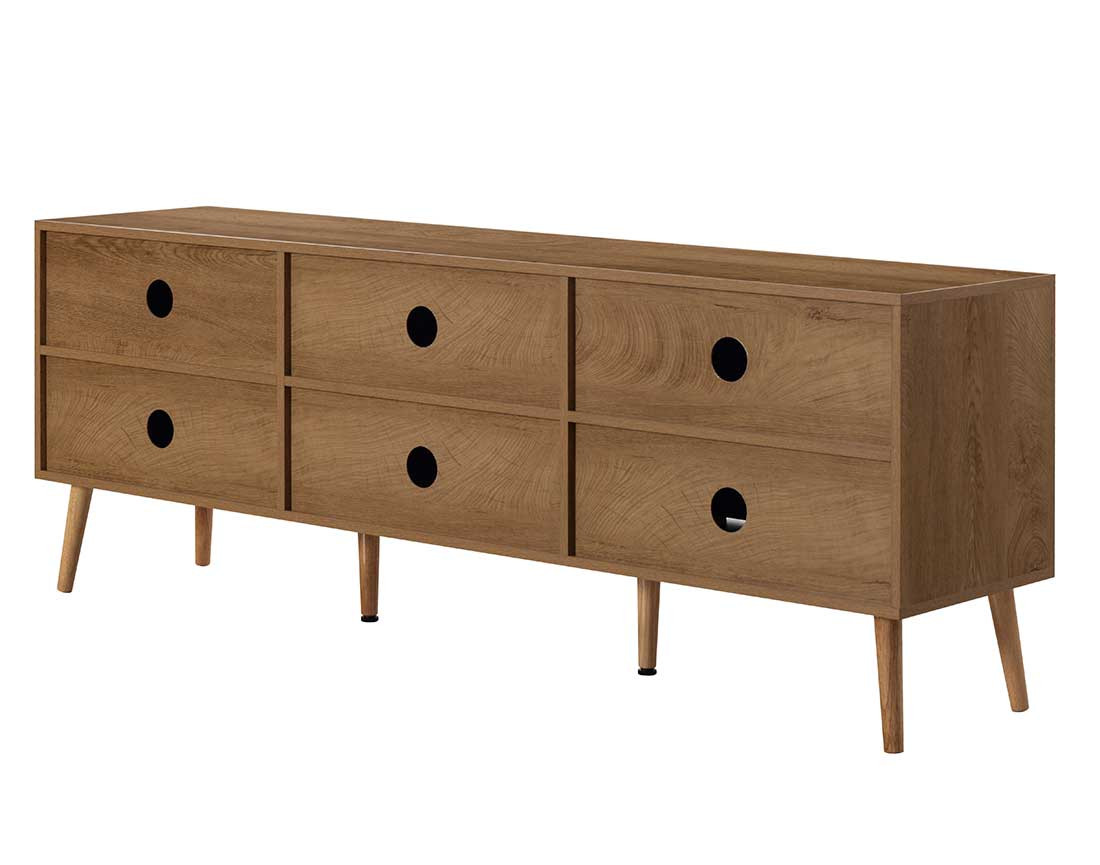 Meuble TV bois et cannage 167 cm Goto