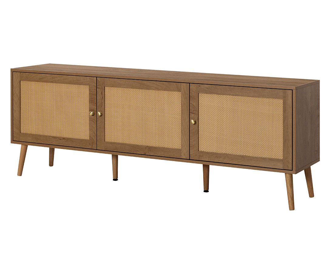 Meuble TV bois et cannage 167 cm Goto