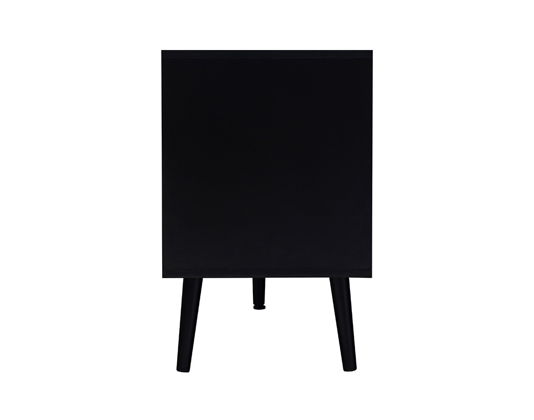 Meuble TV noir et cannage 167 cm Goto