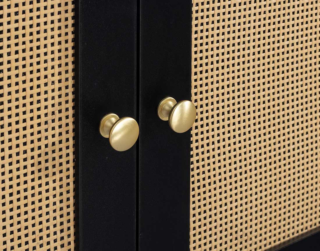 Meuble TV noir et cannage 167 cm Goto