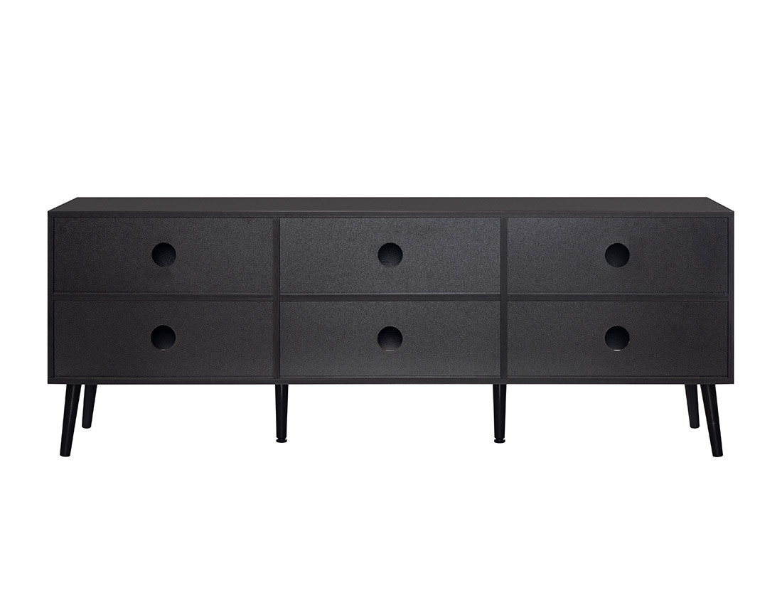 Meuble TV noir et cannage 167 cm Goto