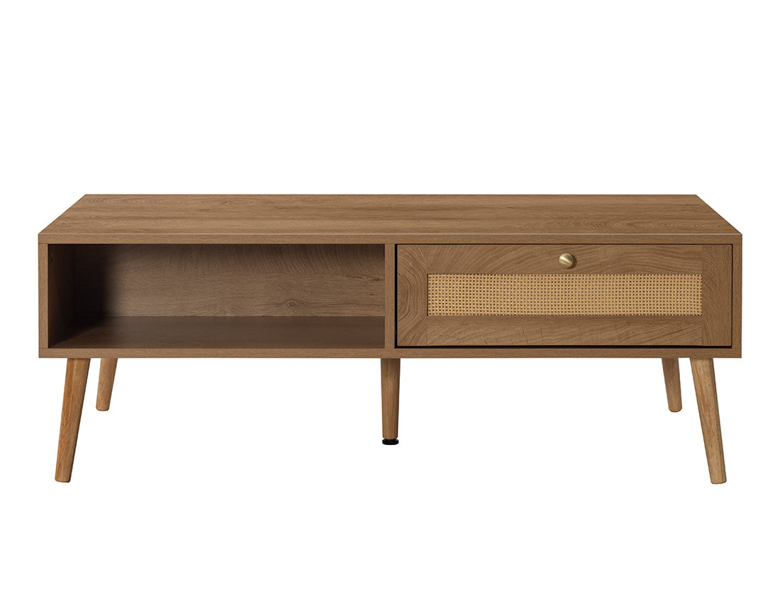 Table basse bois et cannage 110 cm Goto