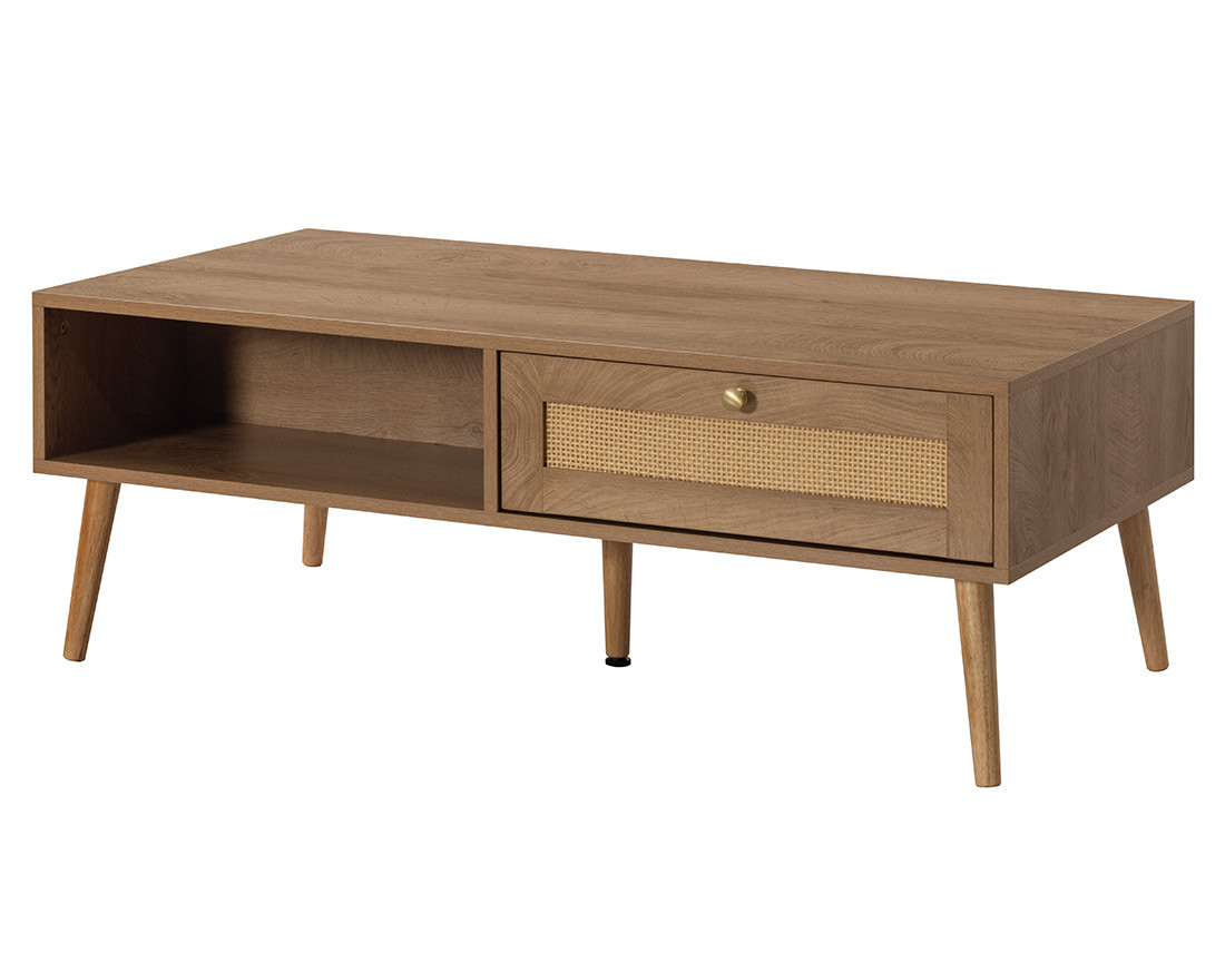 Table basse bois et cannage 110 cm Goto