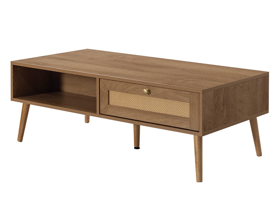 Table basse bois et cannage 110 cm Goto