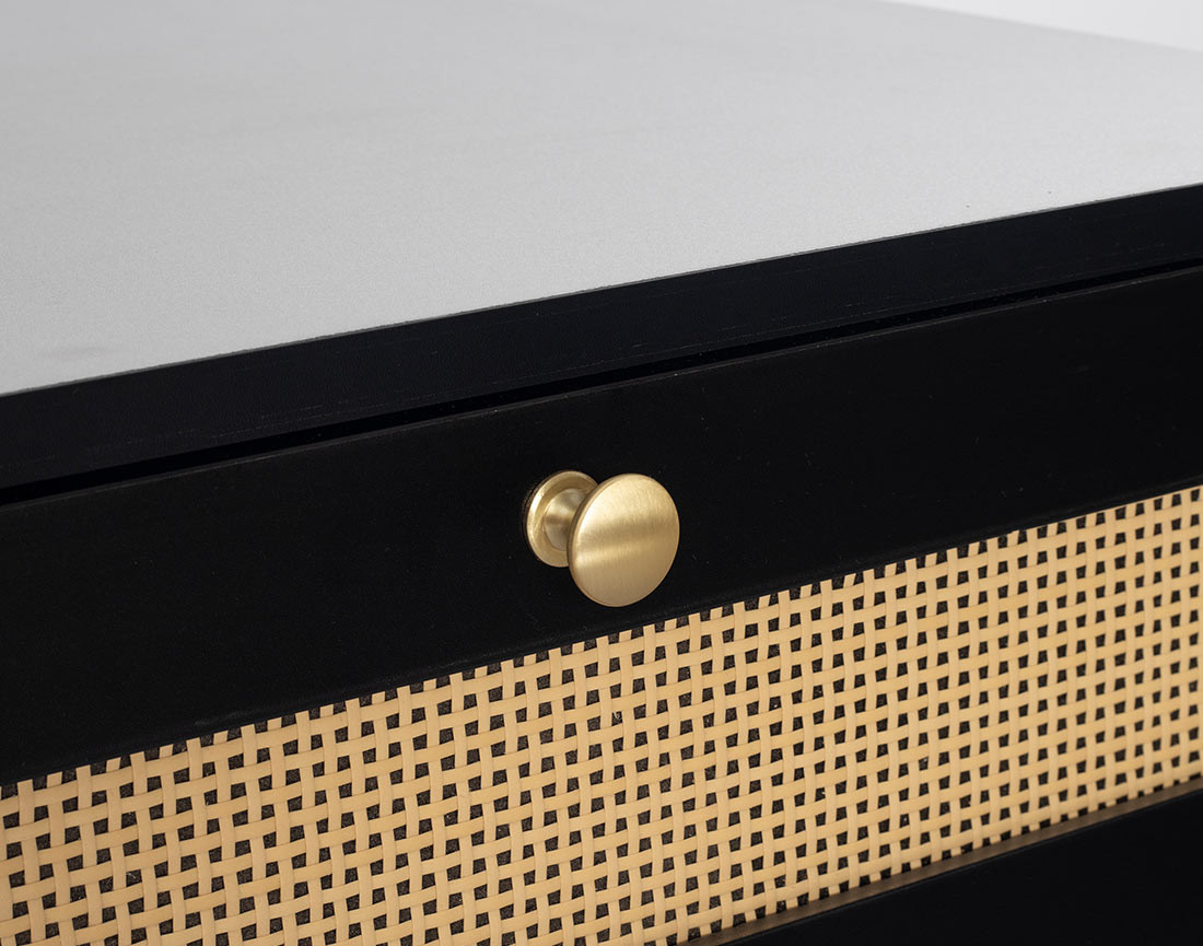 Table basse noir et cannage 110 cm Goto