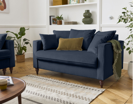 Canapé droit 2 places en velours Flamingo