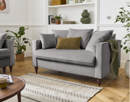 Canapé droit 2 places en velours Flamingo