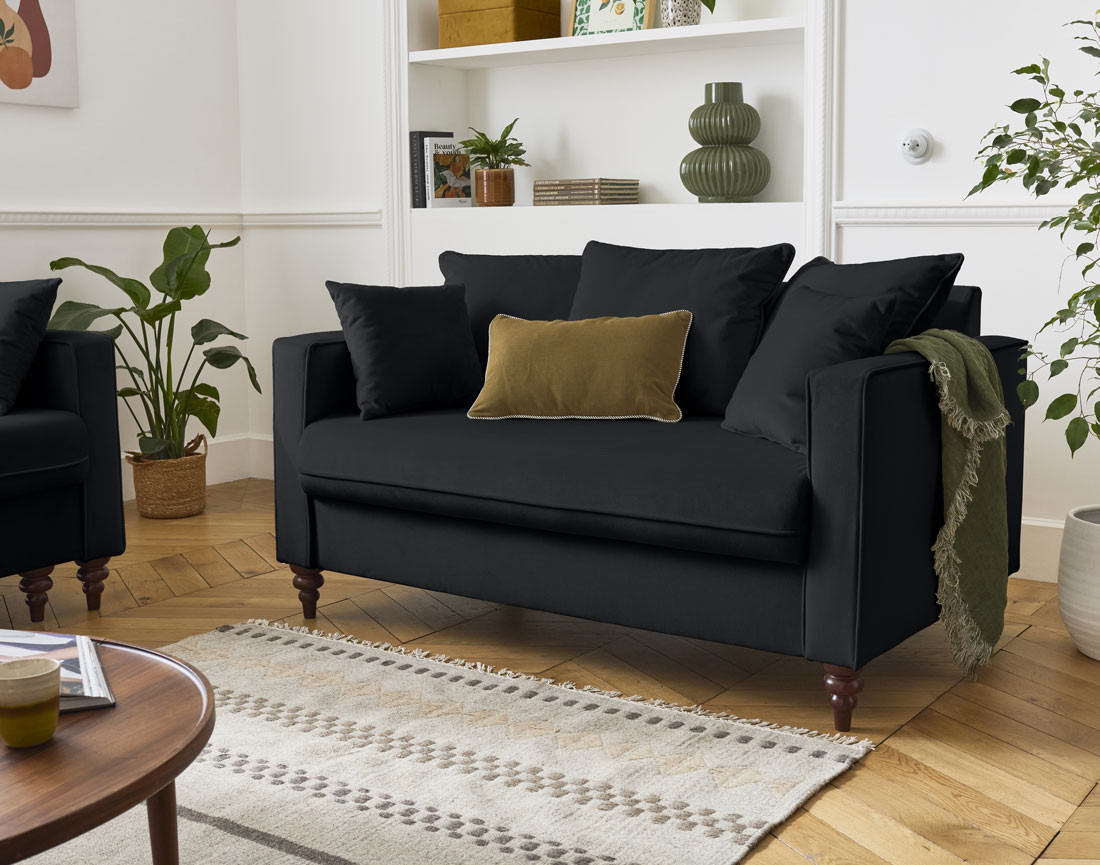 Canapé droit 2 places en velours Flamingo