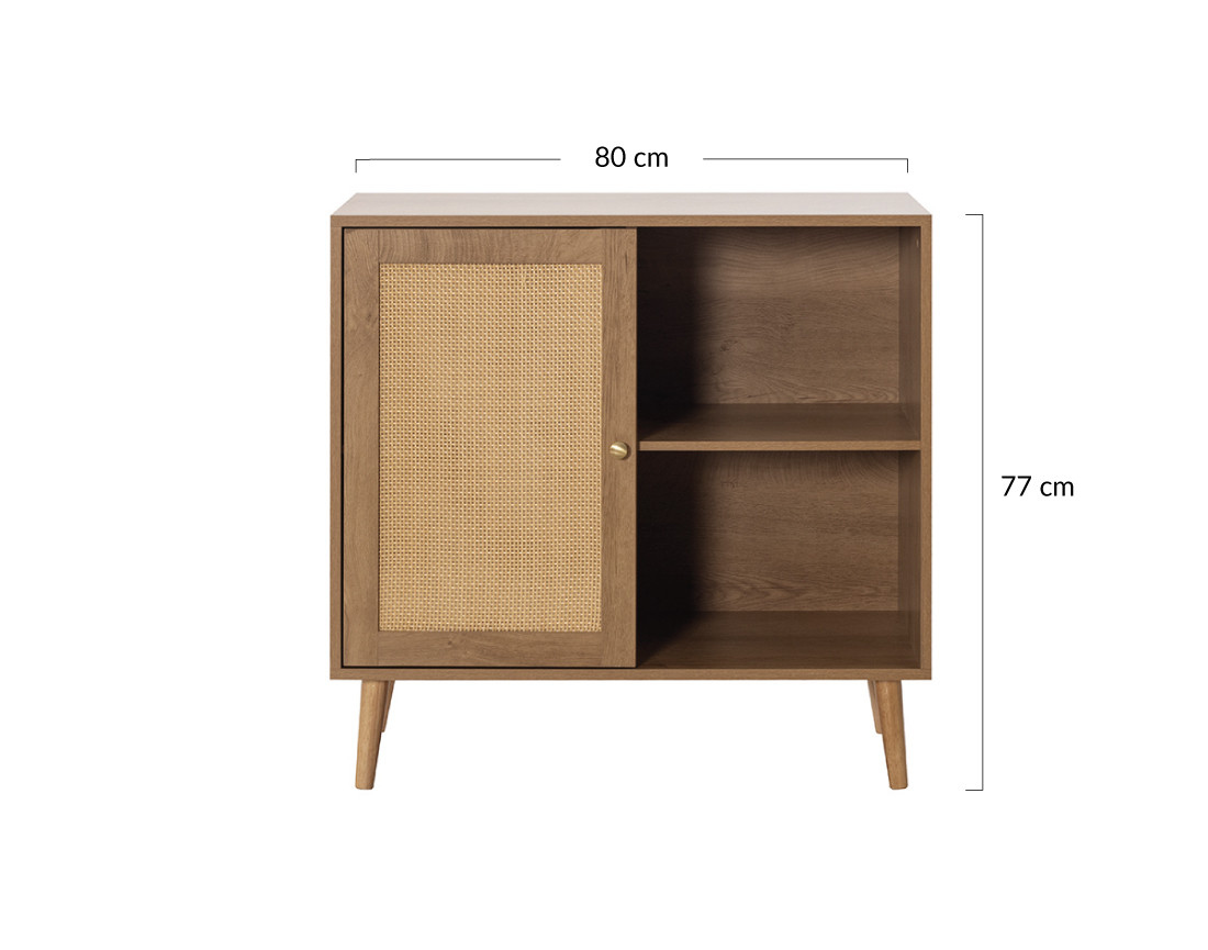 Buffet haut bois et cannage 80 cm Goto