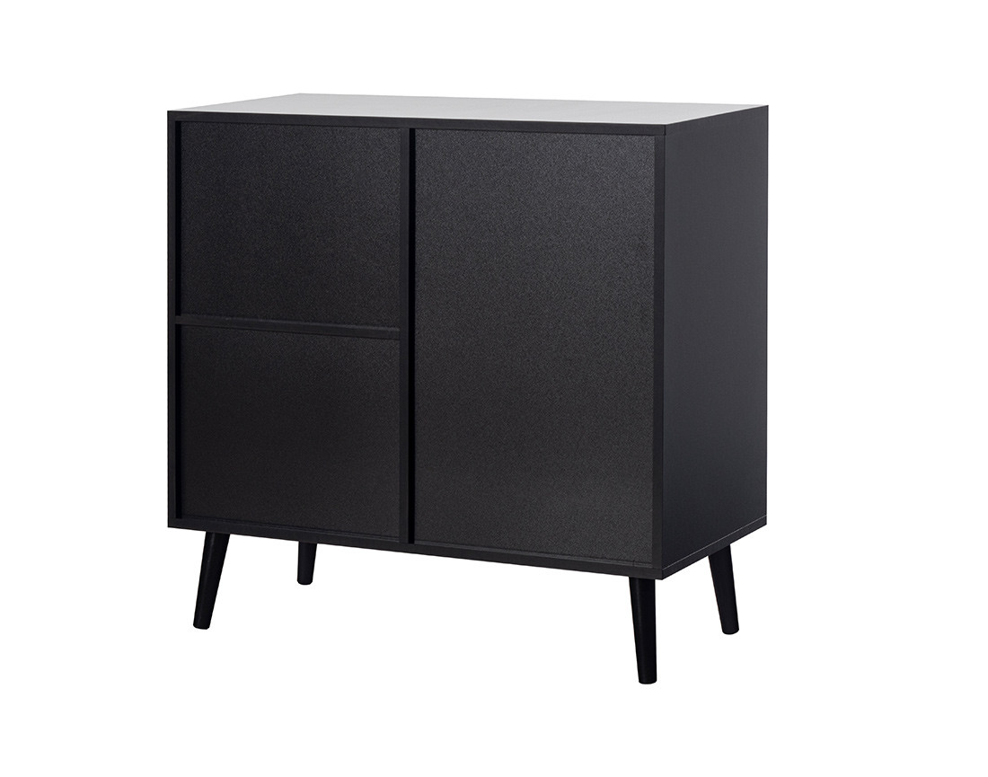 Buffet haut noir et cannage 80 cm Goto