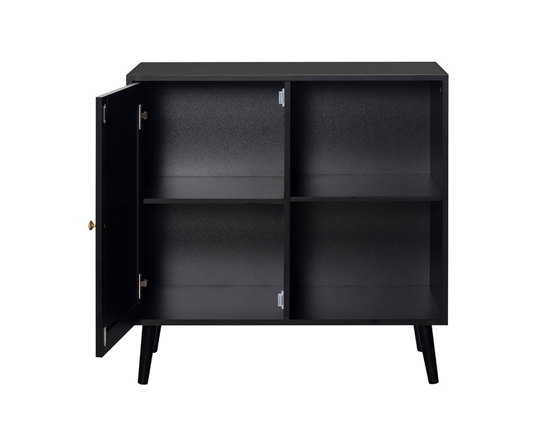 Buffet haut noir et cannage 80 cm Goto