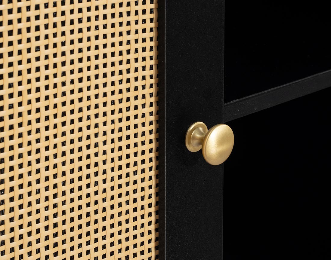 Buffet haut noir et cannage 80 cm Goto