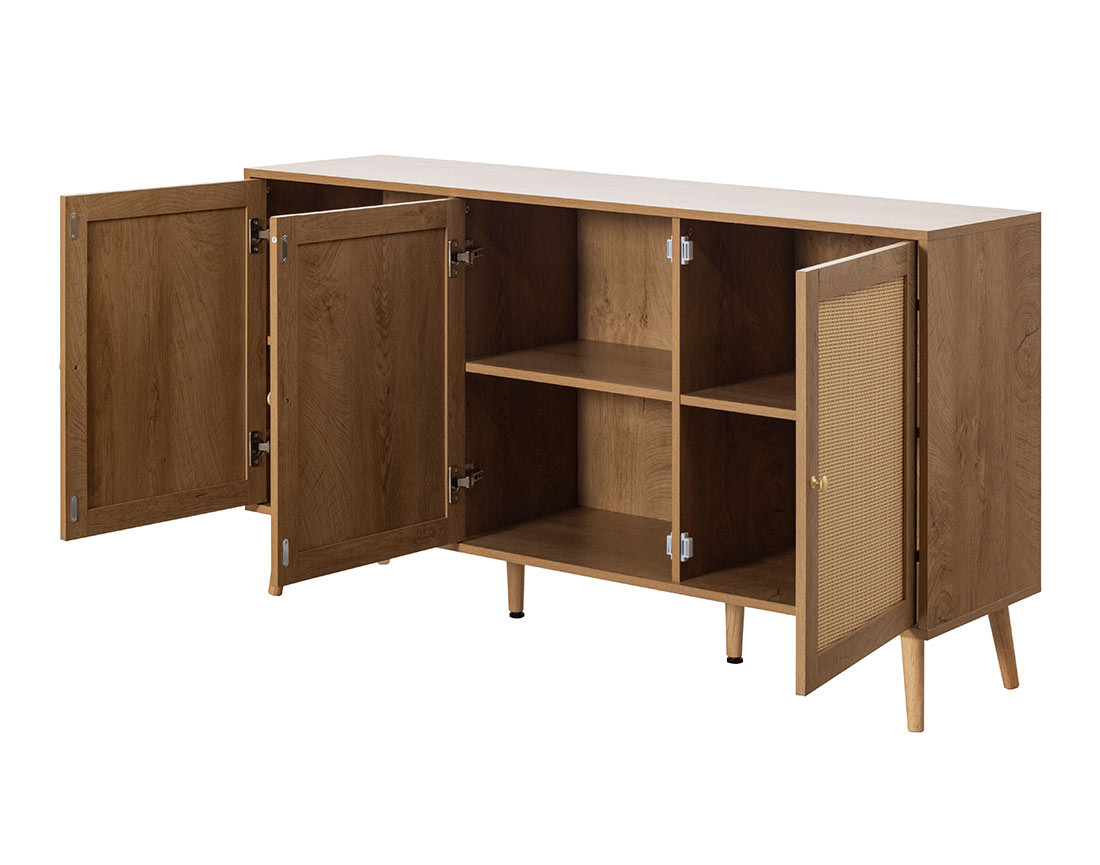 Buffet bas bois et cannage 140 cm Goto