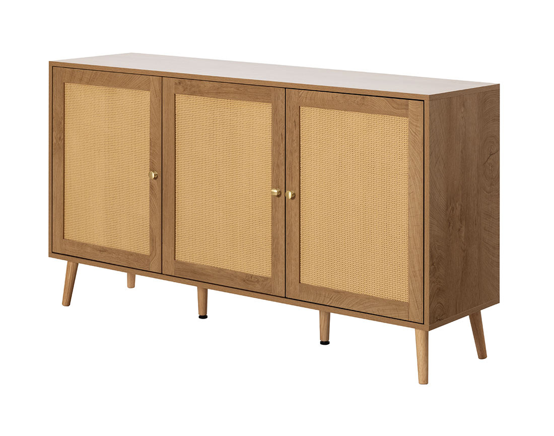 Buffet bas bois et cannage 140 cm Goto