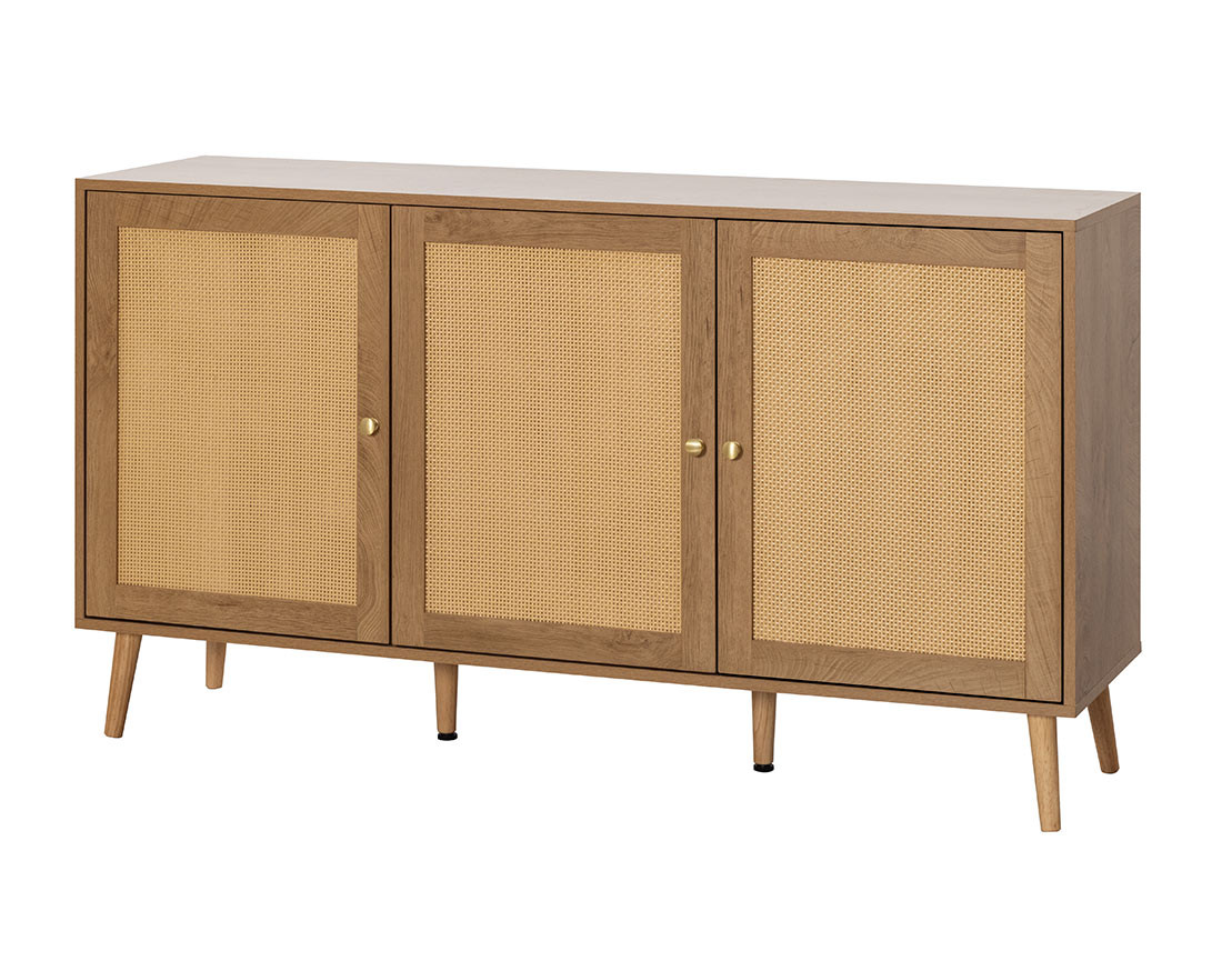 Buffet bas bois et cannage 140 cm Goto