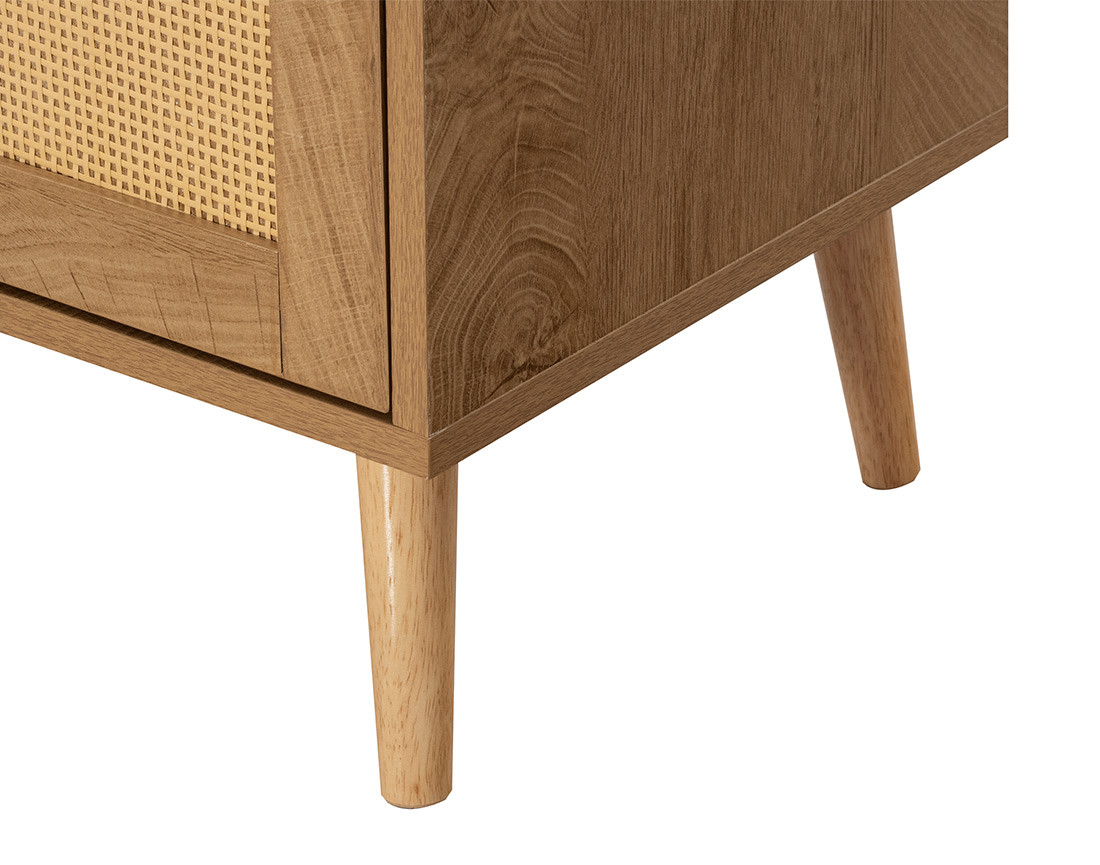 Buffet bas bois et cannage 3 portes 140 cm Goto