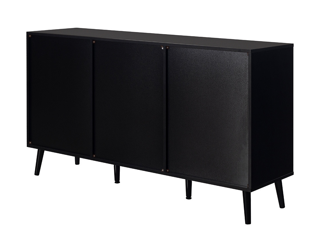 Buffet bas noir et cannage 140 cm Goto