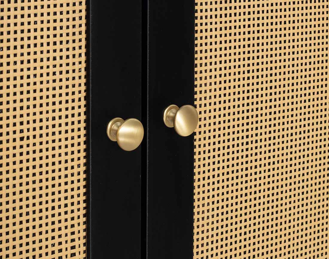 Buffet bas noir et cannage 140 cm Goto