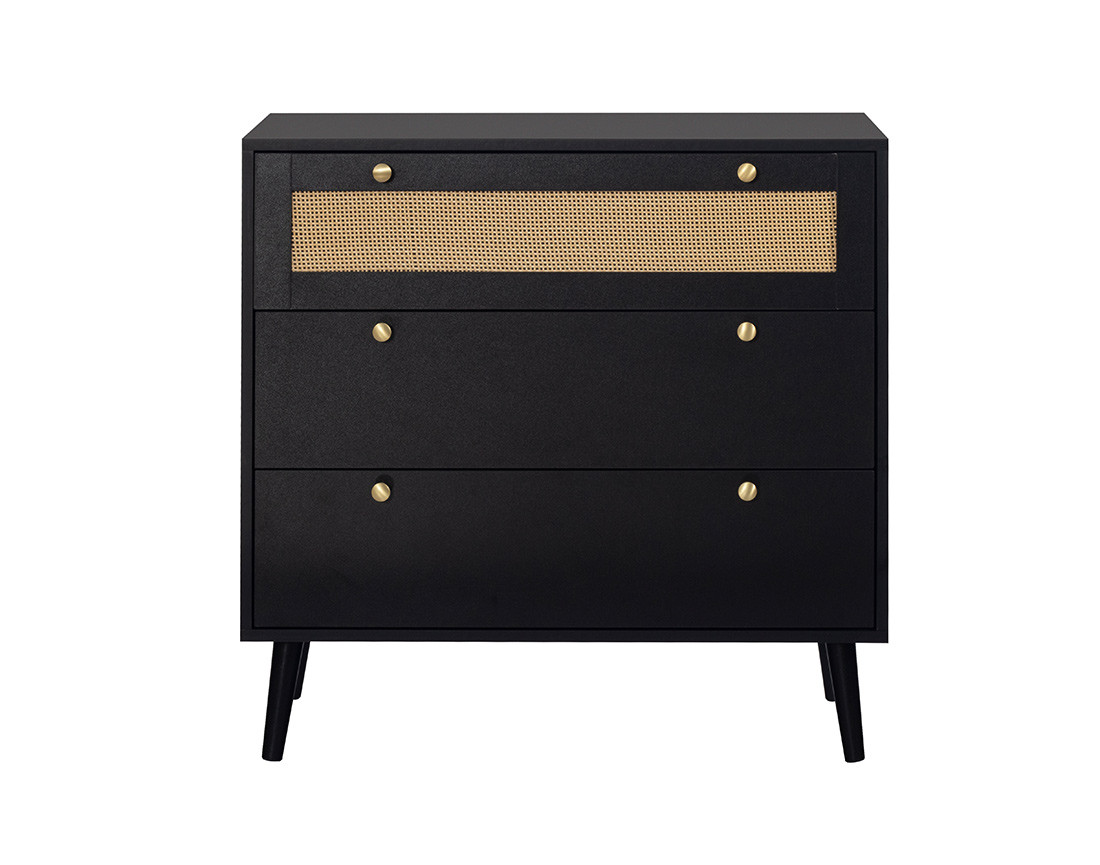 Commode noir et cannage 80 cm Goto