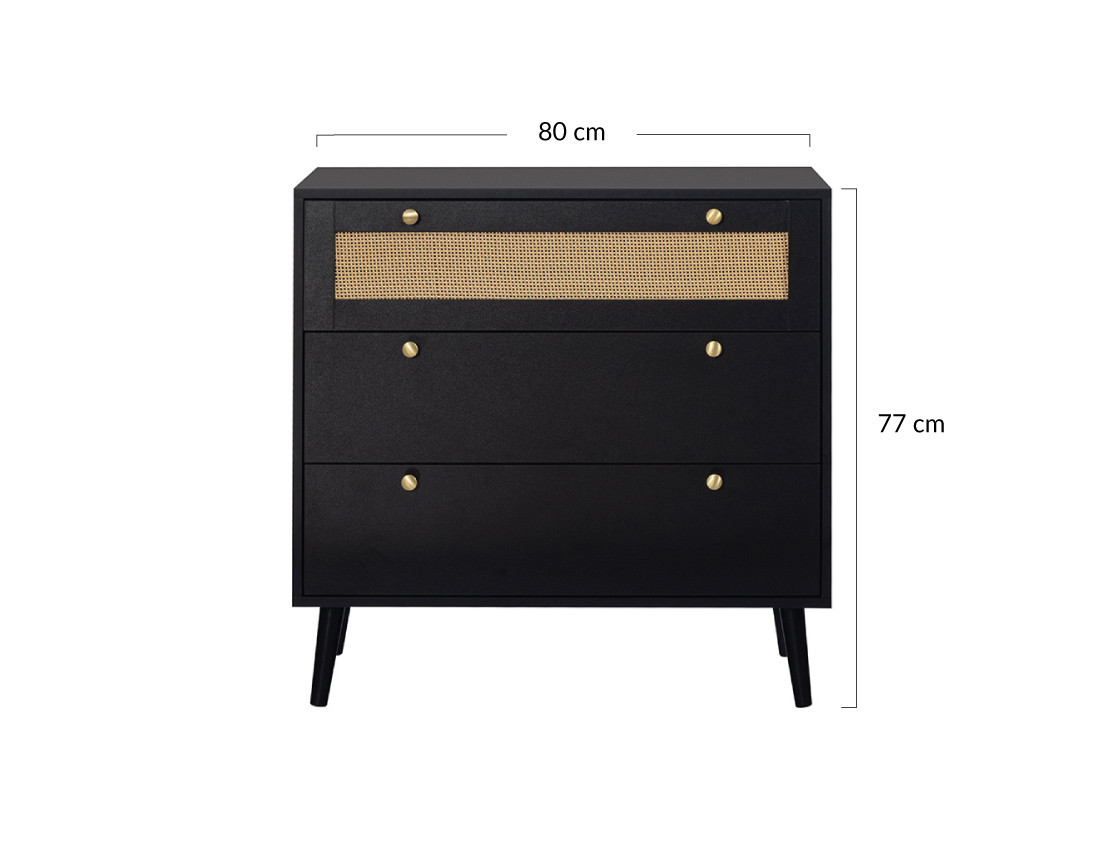 Commode noir et cannage 80 cm Goto