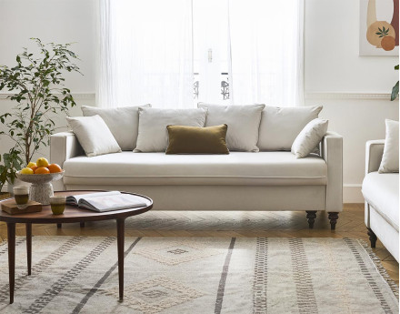 Canapé droit 3 places convertible en velours Flamingo