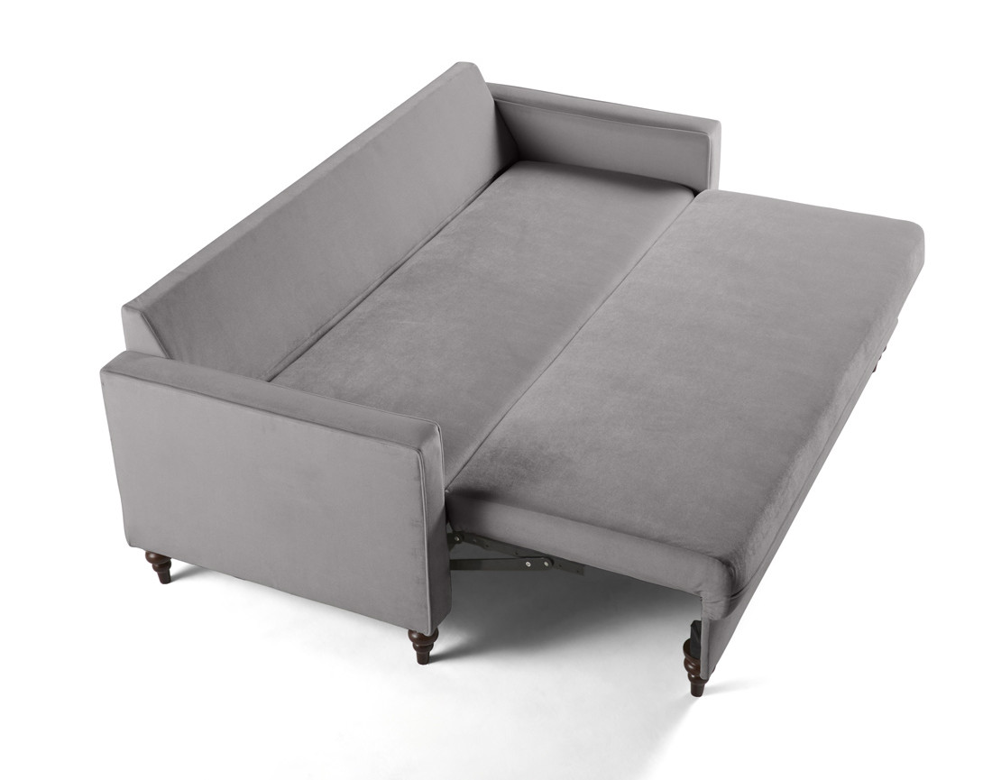 Canapé droit 3 places convertible en velours Flamingo