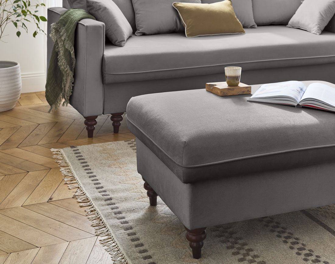 Canapé droit 3 places convertible en velours Flamingo