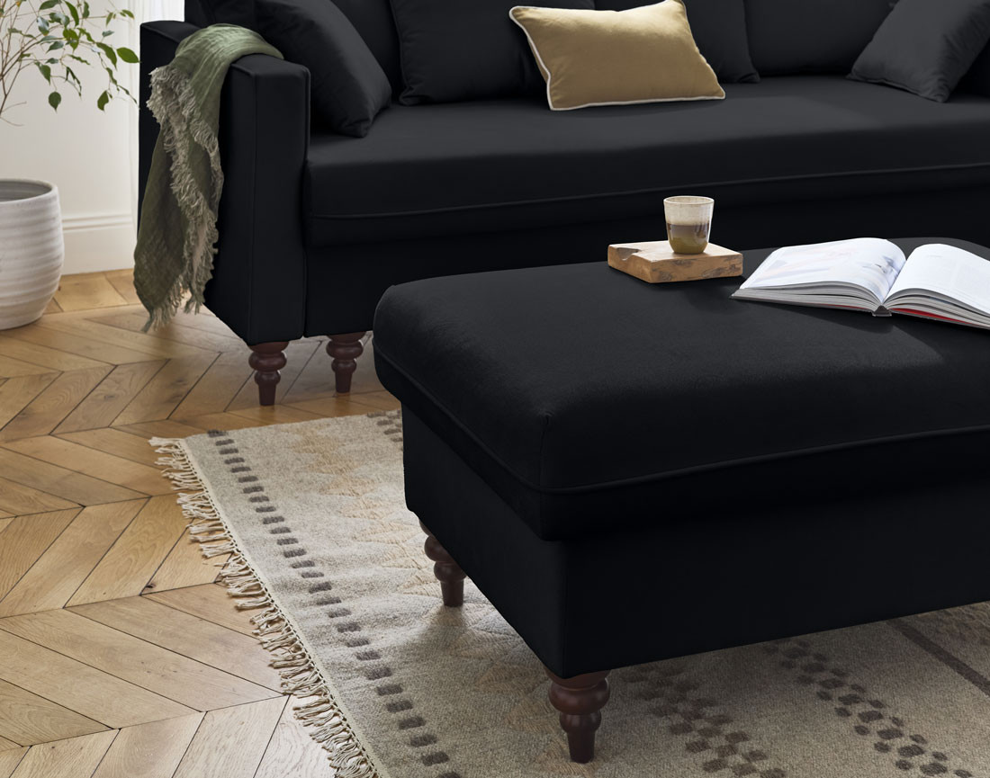 Canapé droit 3 places convertible en velours Flamingo