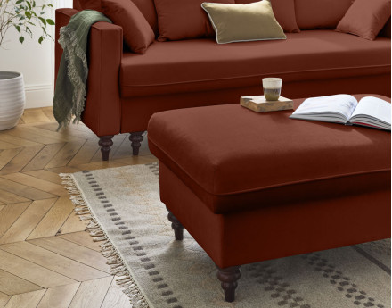 Canapé droit 3 places convertible en velours Flamingo