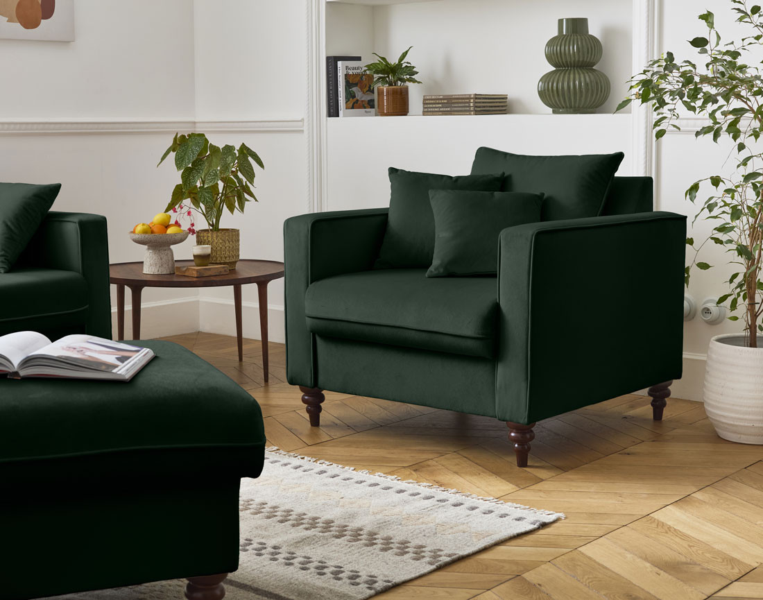 Fauteuil en velours Flamingo