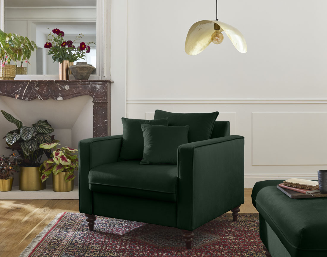 Fauteuil en velours Flamingo