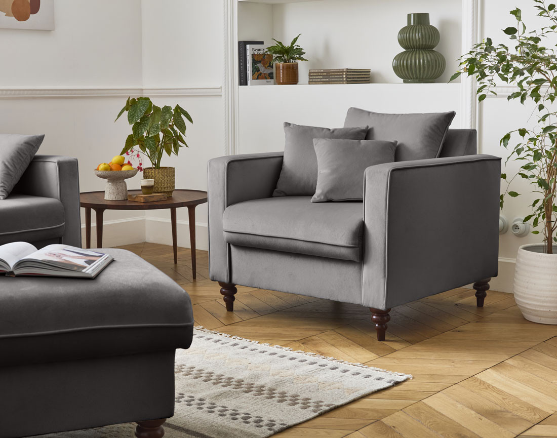 Fauteuil en velours Flamingo