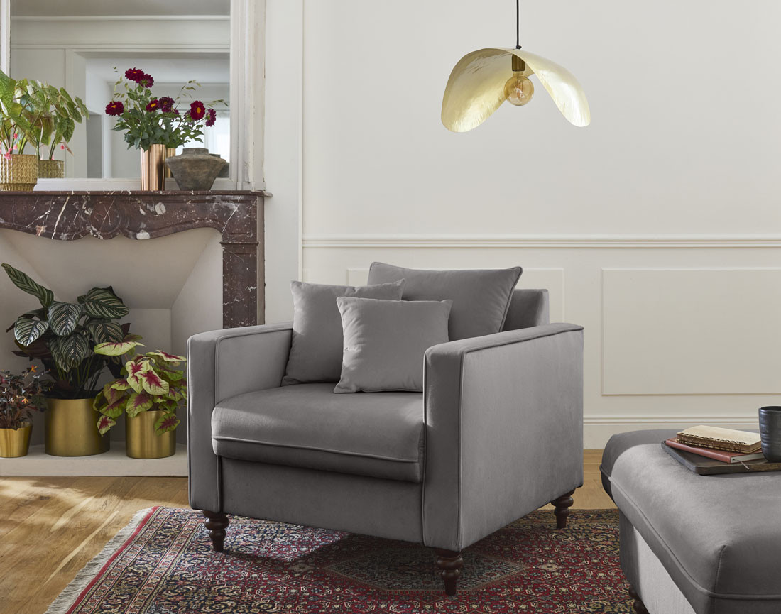 Fauteuil en velours Flamingo