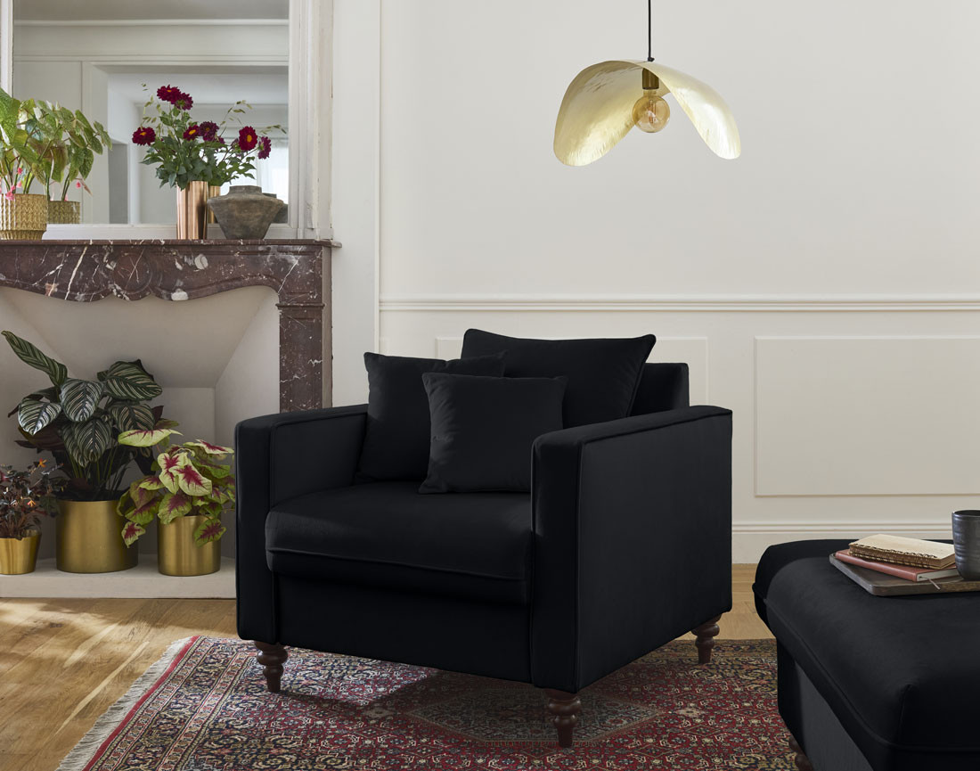 Fauteuil en velours Flamingo